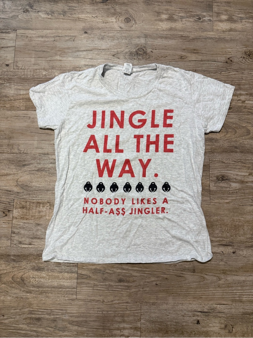 Gildan Light Gray Tee with Red Holiday Text